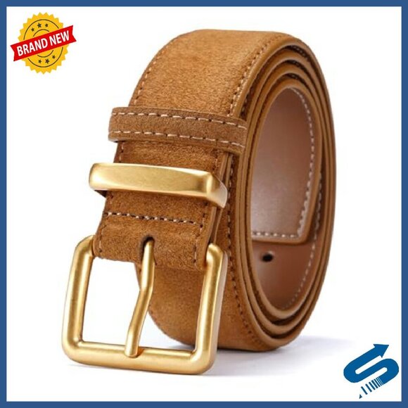 Wide Suede Leather Belt with Gold Buckle for Women Casual Formal main image 7